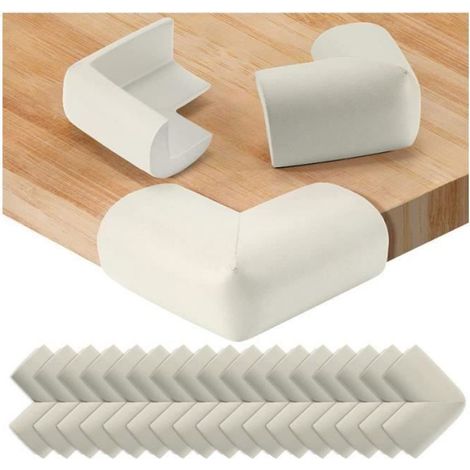 Protection Coin de Table Bébé - Mousse Souple - Blanc - Bébé PROTEGE COINS-ARRETES (1/4)