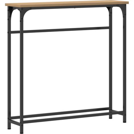 Table console，Table d'appoint，Bout de canapé，Meuble d'entrée avec étagère Chêne artisanal 75 x 19,5 x 75 cm