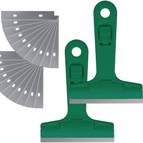 Manueller Glasschaber, 2-teiliges Set (inkl. 20 Klingen), grün