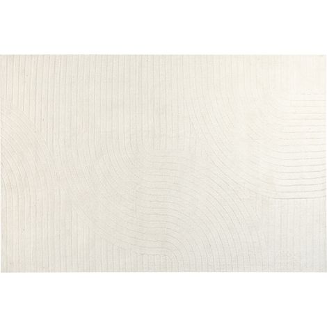 Alfombra lana beige 200 x 300 cm motivo abstracto tallado sala de estar dormitorio diseño moderno minimalista Dagari