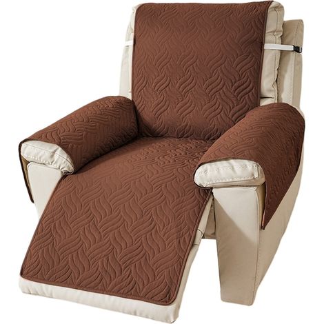 Housse de fauteuil pliante, antidérapante, lavable, marron, protection complète contre les chocs, accès facile à tous les boutons (1/5)