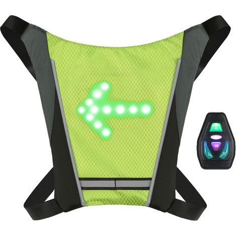 LED Turn Signal Bike Pack USB Rechargeable Reflective Vest Direction Indicator Backpack Safety LED Backpack Wireless Remote Control Bike Bag Sports Vest Riding Bag (1/5)