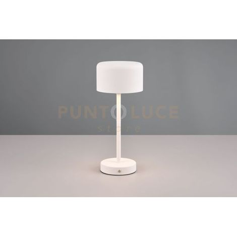 JEFF LAMPADA DA APPOGGIO RICARICABILE METALLO BIANCO ACCENSIONE TOUCH H. 30CM LED 1,5W 120lm, 3000K DIMMERABILE
