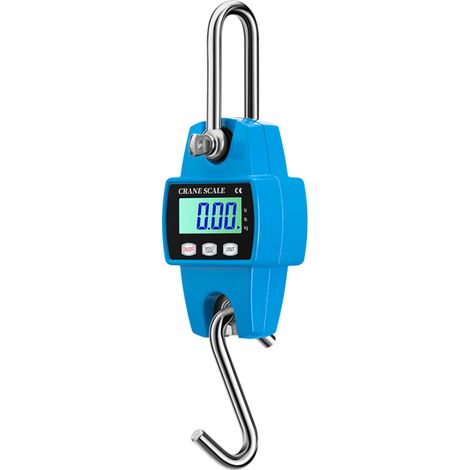 Balance Suspendue Numérique 300 KG, Balance À Grue Crochet Électronique en Aluminium avec Capteur Précis LCD Portable pour Chasse, Pêche, Ferme, L'usine, Pesage sur Quai, Bleu