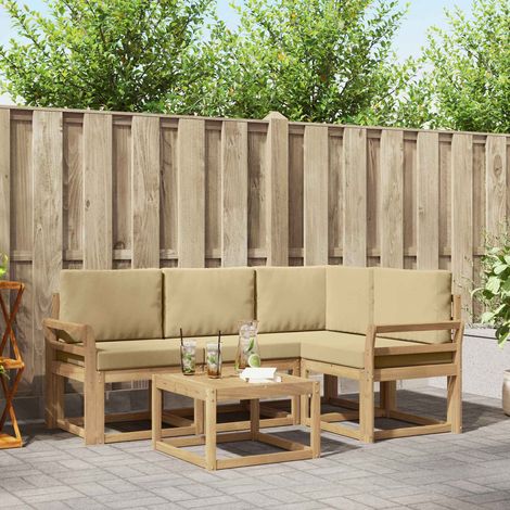 vidaXL Outdoor-Sofagarnitur 5 Stk. Weiß und Beige (1/5)