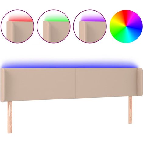 Testiera  Testata del letto Cappuccino a LED 203x16x78/88 cm in Similpelle (1/4)