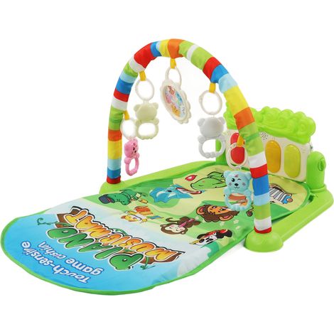 Tapis d'éveil pour bébé, piano avec jouets musicaux, sons et lumières, vert (1/5)