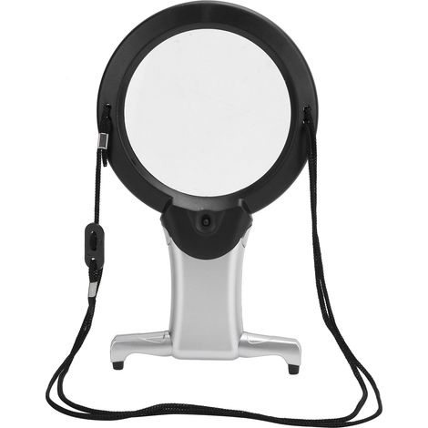 Loupe multifonctionnelle à double LED (2-6x) pour établi/main/à suspendre, miroir de lecture sur pied. (1/5)
