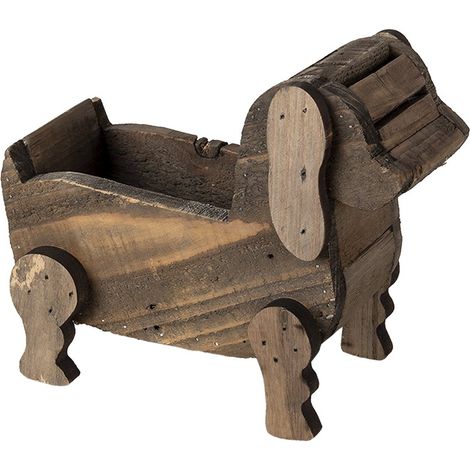 Cache-pot en Bois en Forme de Chien Jardinière Décorative Intérieur Marron 26 x 12 x 11 cm - PANGIVO (1/4)