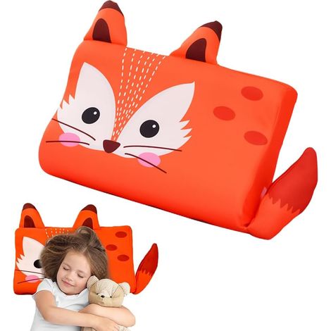 Oreiller Enfant - 1 Pièce - Mousse Mémoire Et Soie Glacée - Ergonomique Respirant - Dès 3 Ans - Renard 45x27x6cm (1/5)