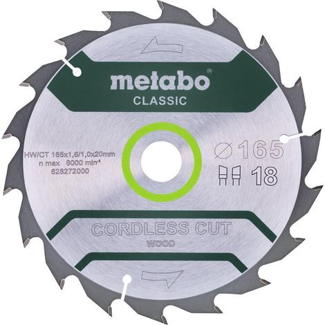 Sega circolare a batteria Metabo HW CT 165x20x18z per taglio legno classico