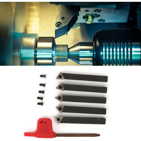 Jeu de 5 outils de tournage en carbure indexables (1/4 pouce) pour le dressage (1/5)