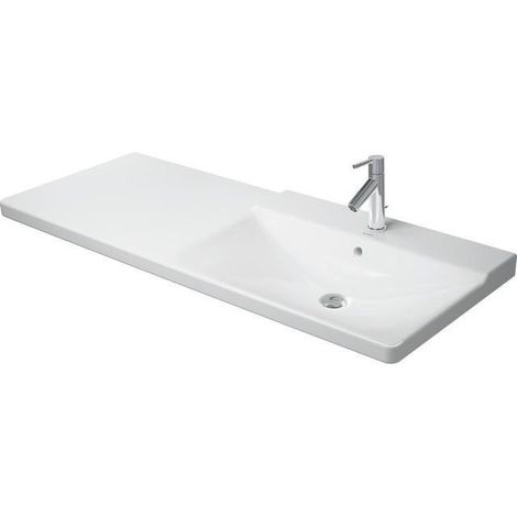 Lavabo DU P3 Comforts 1250 mm avec bonde, avec bonde, sans bonde, vasque à droite, blanc