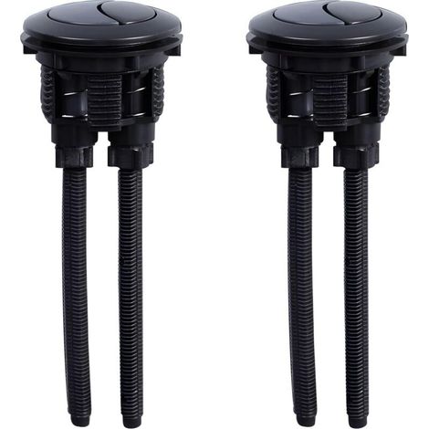 Pulsante di scarico doppio rotondo nero da 38 mm – Confezione da 2 per cassetta di scarico del WC, facile da sostituire