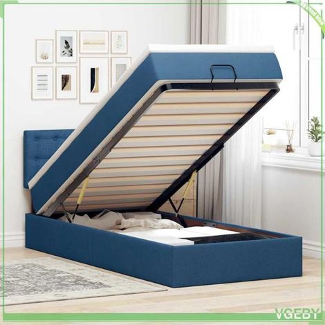 Lit ottoman avec matelas - 3311600 - Bleu - 90x200 cm - Rangement hydraulique (1/5)