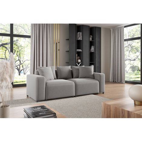Sofa Designersofa MEGAN 2-Sitzer in Stoff Salvador Hellgrau (1/3)