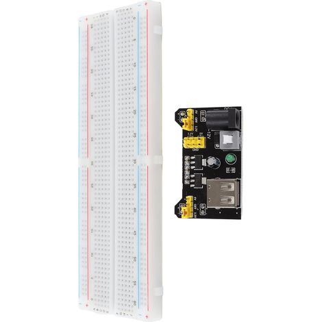 Plaque d'essai à 830 points de connexion, module d'alimentation 3,3 V/5 V avec kit de câbles de connexion pour projets de circuits DIY (1/5)