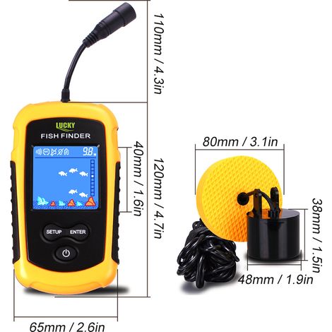 LUCKY – détecteur de poisson filaire Portable avec écran couleur LCD, portée de 100M de profondeur, Sonar, sondeur à écho (1/5)