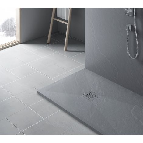 Premier Slate Stone Ultra-Slim 25mm Rectangular Shower Tray - Light Grey - 1100 x 700 (1/5)