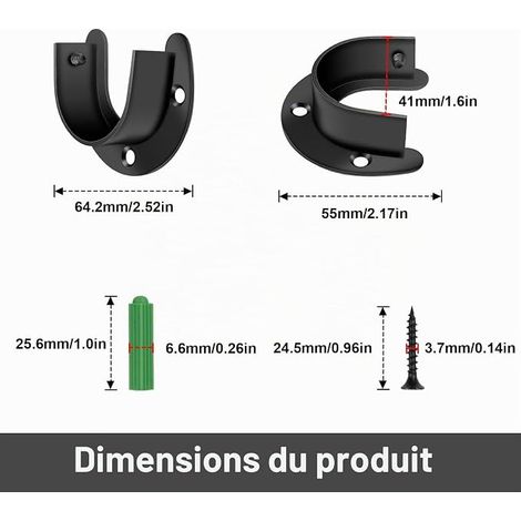Hanging Rail Brackets, Rail Bracket, 38 mm Curtain Rod, for Robe Supports, Curtain Rods, Laundry Rods, Bathroom Curtains (1/4)