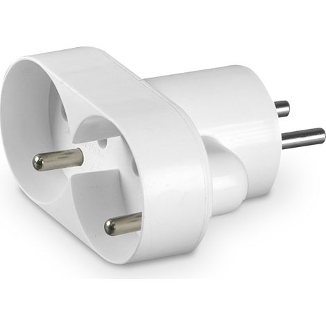 Adaptador de 2 tomas redondas con conexión a tierra, blanco - ON-R-270