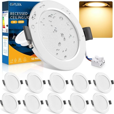 Lot de 20 Spots LED Encastrables, 5W Spots de Plafond Blanc Froid 6000K 450LM, IP44 Spot Salle de Bain Ultramince 25 mm, Spots Encastrés Trou Ø68-80mm, 220V-240V, pour Cuisine, Salon, Chambre