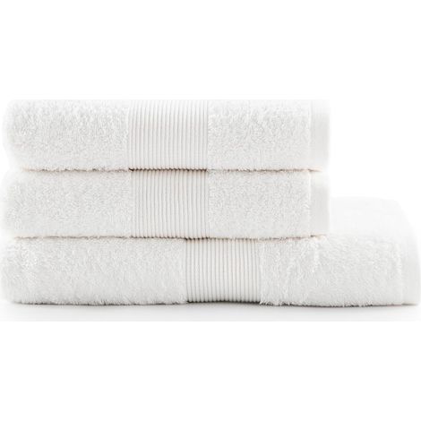 Plafonnier Cristal Serviette de Bain - Lot de 2 - Coton - 430gsm - Absorption Rapide - Salle de Bain - 50x100cm Blanc (1/3)