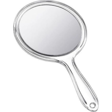 1pc Miroir Transparent avec Poignée Miroir à Main Double Face Portable Miroir avec Manche en Plastique Miroir à Main Transparent Grossissant 1x/ 2X Miroir de Maquillage de Forme Arrondie (1/4)