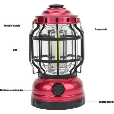 Lampe camping solaire - Panneau solaire Rechargeable - Camping urgence extérieur - Rouge (1/5)