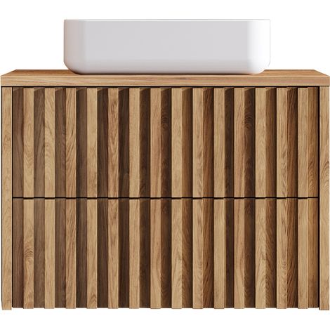 Waschbeckenunterschrank 80 cm Eiche DESIO-107 mit Aufsatzwaschbecken (1/5)