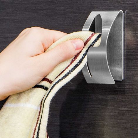 TATKRAFT POINT - PORTE SERVIETTE AUTOCOLLANT ADHÉSIF INOXYDABLE - TOUTE SURFACE PLANE - SUPPORTE 5 KG (1/5)