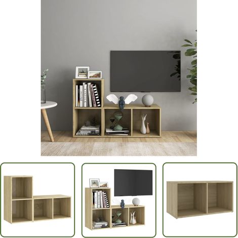 The Living Store TV-Schränke 2 Stk. Sonoma-Eiche 72x35x36,5 cm Holzwerkstoff - TV Schrank - Holzwerkstoff Möbel - Sonoma Eichen Deko - Wohnzimmer Möbel - Regal (1/5)