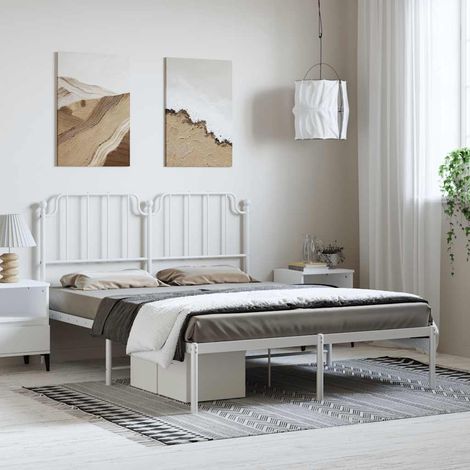 Estructura cama sin colchón con cabecero metal blanco 135x190cm vidaXL (1/5)