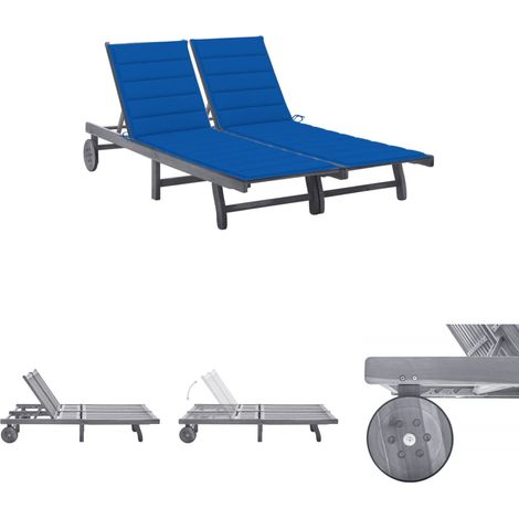 Relaxliege - vidaXL 2-Personen-Sonnenliege mit Auflage Grau Akazie Massivholz - Balkonliege (1/5)