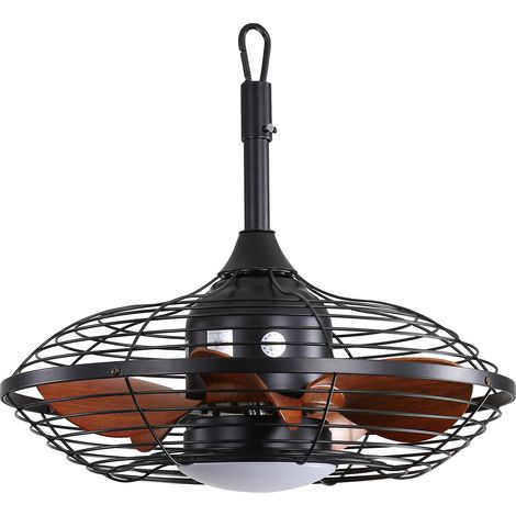 Ventilateur de plafond de 51 cm avec suspension à tige, LED 18 W à 3 températures de couleur, 5 pales en ABS, moteur CC et suspension à crochet pour