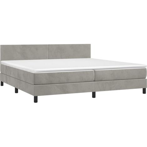 Cadre de lit LED avec sommier tête de lit matelas surmatelas 200x200 cm tissu velours gris clair TDL0207773