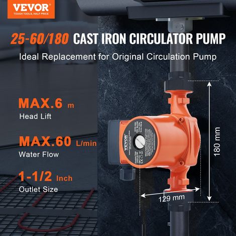 Pompe De Circulation D'eau Chaude Pompe De Recirculation En Fonte 220 V 92 W, Débit Maximal De 60 L/min, Hauteur De Refoulement Max… (1/5)