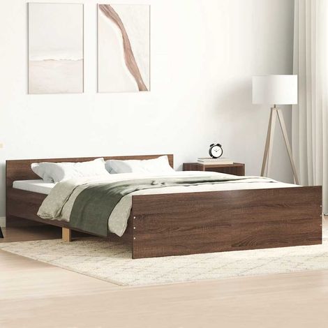 vidaXL Estructura de cama con cabecero piecero roble marrón 150x200 cm (1/5)
