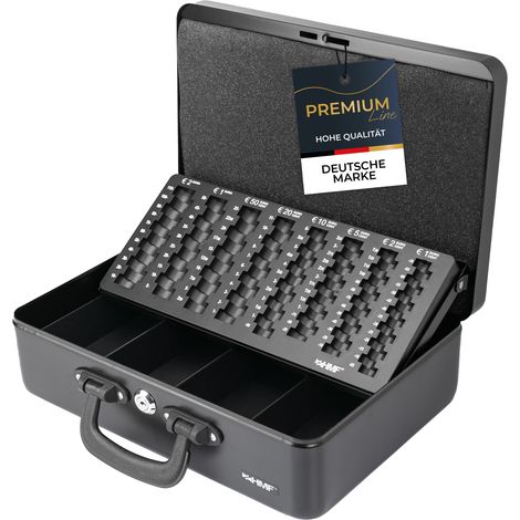 HMF 22037 Geldkassette 2 Tragegriffe, 36 x 25 x 11 cm schwarz (1/5)
