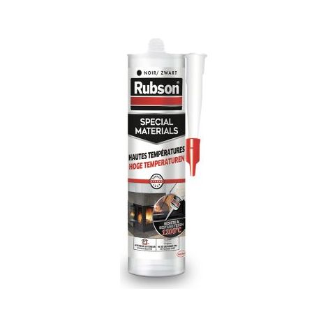 Rubson Mastic Special Materials Hautes Températures, réparation et étanchéité des cheminées, chaudières, fours, barbecue.. - Coloris Noir - Cartouche de 280ml