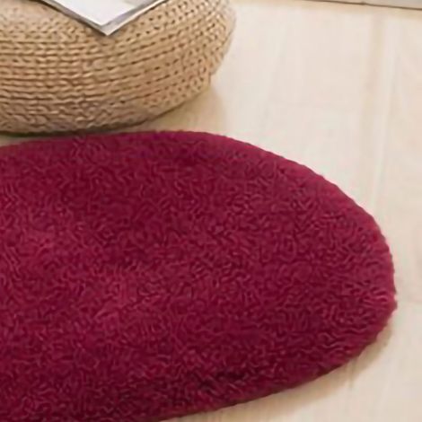 Zerbino ovale antiscivolo per interni, assorbente, morbido e confortevole, felpato, per bagno, cucina, camera da letto, rosso vino, 40 x 60 cm (forma ovale). (1/5)