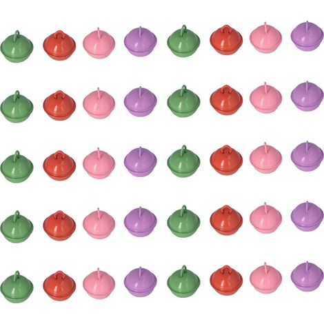 40 pezzi di campanellini rosa, verdi, viola e rossi per decorazioni natalizie, lavoretti fai da te, gioielli, portachiavi, ciondoli, animali domestici (1/5)