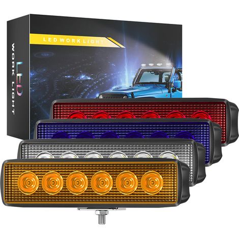 Phare de travail LED 6 pouces 17W 1700LM 6LED 3030 DC12V IP65 faisceau concentré, aluminium, lampe auxiliaire pour voiture moto camion 4x4 VTT bateau chantier(4pcs) (1/5)