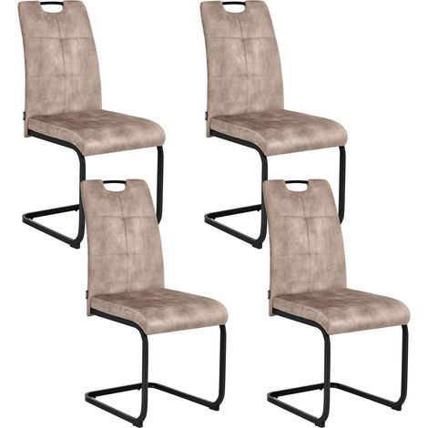 Set di 4 sedie da pranzo Rivestimento in tessuto Gambe in ferro tortora Cisco