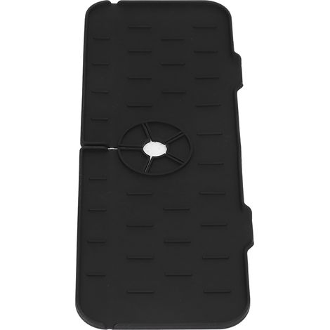 Tapis absorbant pour robinet, lavable et réutilisable, en silicone, pour évier et plan de travail, idéal pour la cuisine, la salle de bain et les camping-cars, 45 x 14 cm, noir. (1/5)