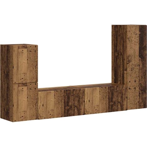 TV Cabinet Set Wall-mounted 4 pcs Old Wood Engineered Wood vidaXL