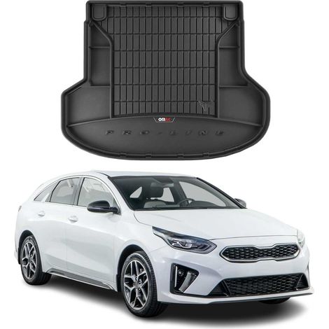 Tapis de Coffre 3D TPE Premium pour Kia Proceed Shooting Brake 2018 à 2023, Bac de Protection de Coffre Intérieur antidérapant, Revêtement de Coffre Bords Hauts pour Voiture, Noir