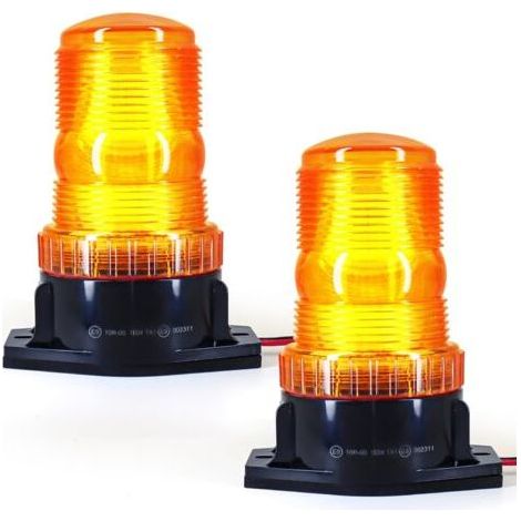 Ensemble de 2 gyrophares LED orange rotatifs, feux stroboscopiques clignotants 10-80V pour camions et tracteurs. (1/4)