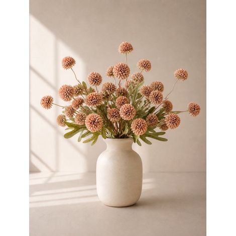 Bouquet de fleurs artificielles en soie Kiku marron - 10 tiges - Sans entretien - Fleurs artificielles