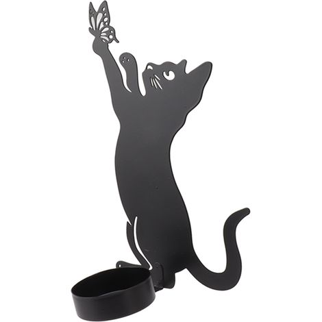 Bougeoir Chat Attrape Papillon en Fer Solide Décoration Intérieur pour Maison Mariage Dîner Fête avec 1 Chat Déco 3 Vis 3 Chevilles (1/5)